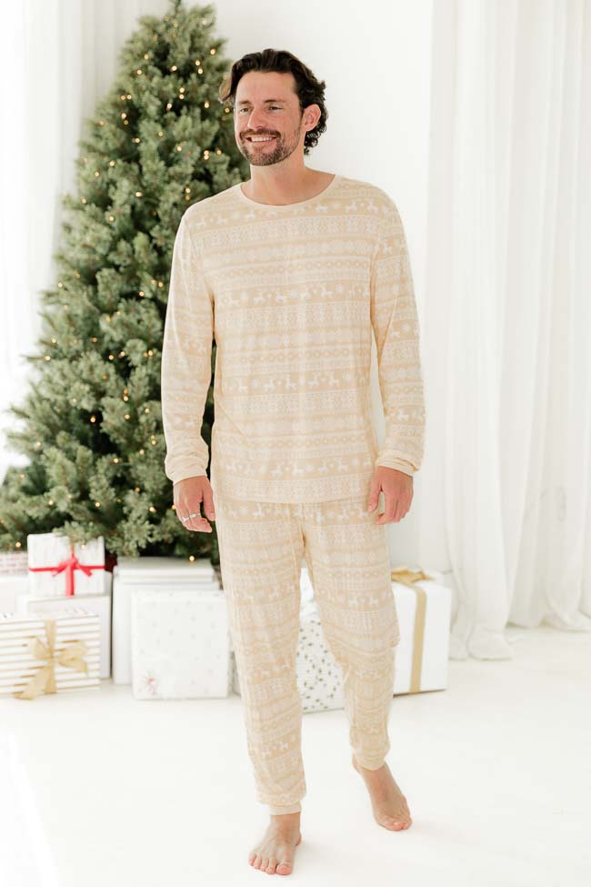 Snowy Days Men Beige and Ivory Fair Isle Pajama Top FINAL SALE Cheapest Cheap Online