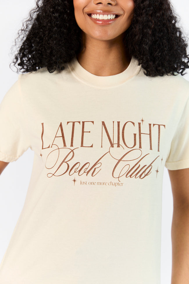 Late Night Book Club Ivory Comfort Color Graphic Tee Fashion Style Online