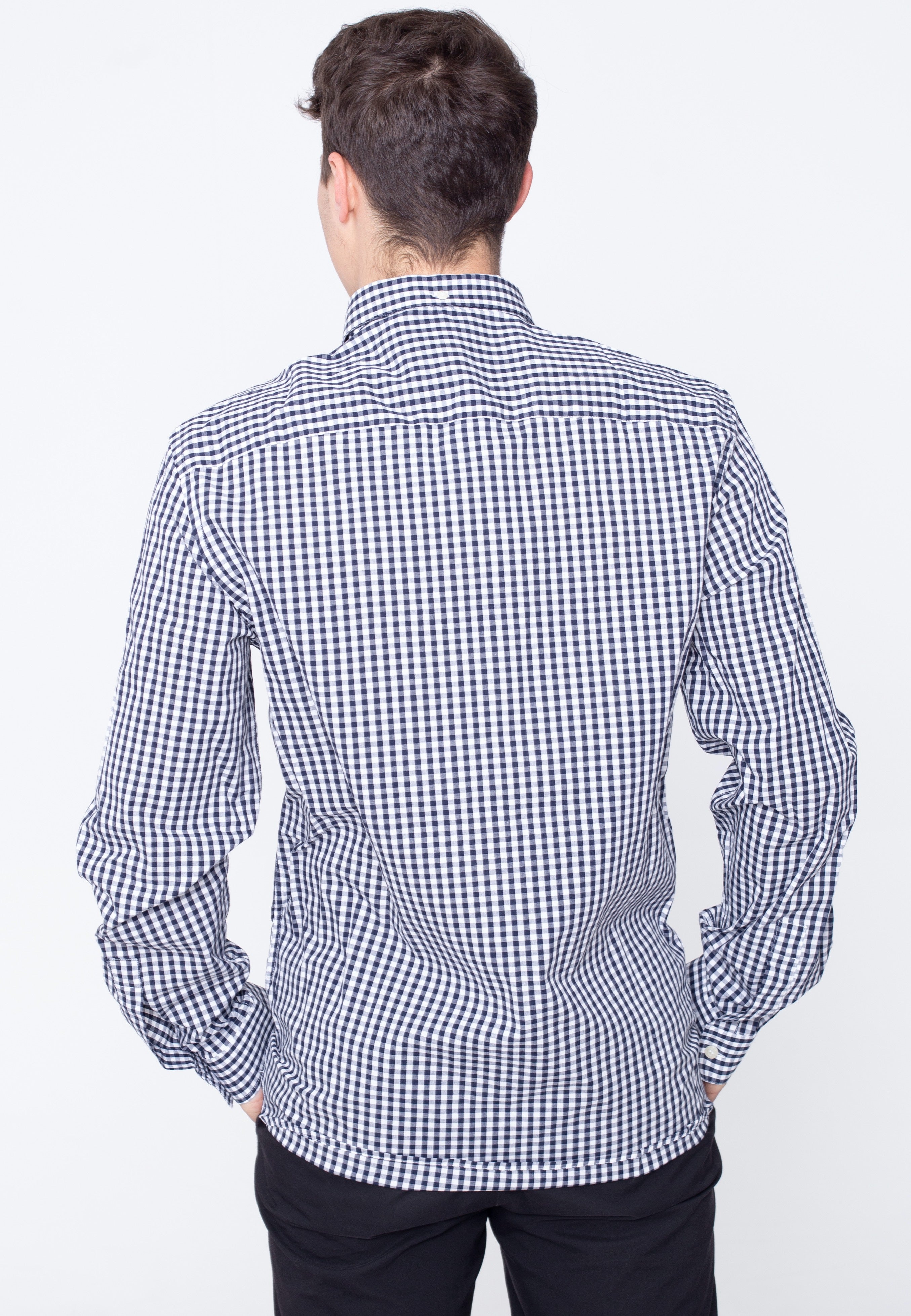 Lyle & Scott - Slim Fit Gingham Navy/White - Shirt Clearance With Mastercard