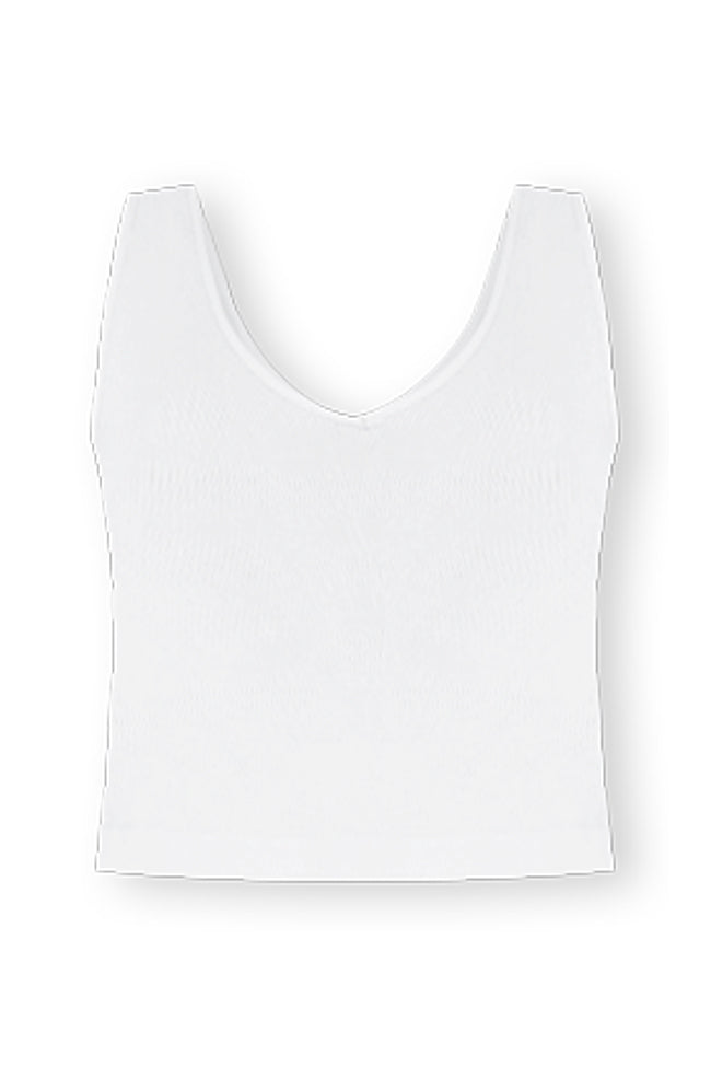 Miles Ahead White V-Neck Tank Bra Top Professional Cheap Pice