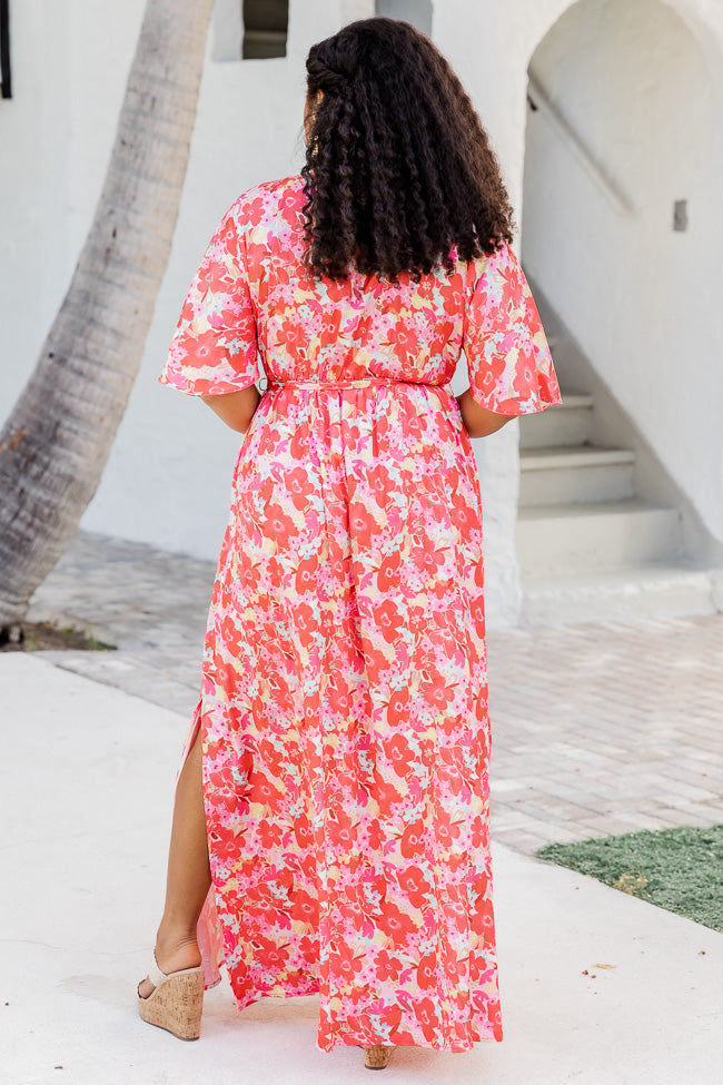 Ready For You Maxi Dress in Watercolor Red Floral Print FINAL SALE Cheap View