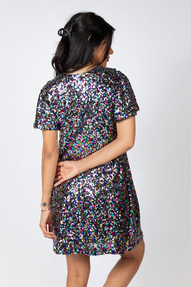 Celebrate Good Times Multi Sequin Mini Dress SALE For Nice For Sale