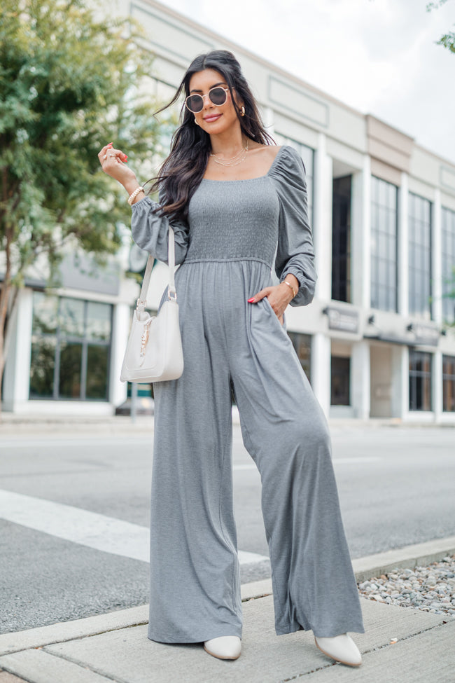 Deep In My Heart Heather Grey Knit Solid Jumpsuit FINAL SALE Free Shipping Original