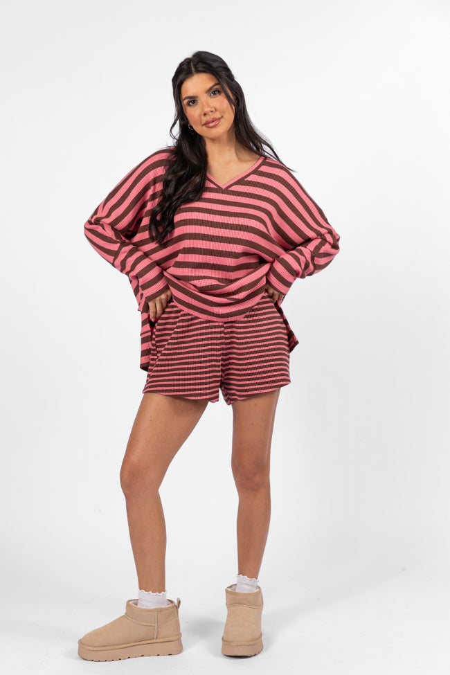 No Complaints Pink and Chocolate Striped Thermal Set Buy Cheap Popular