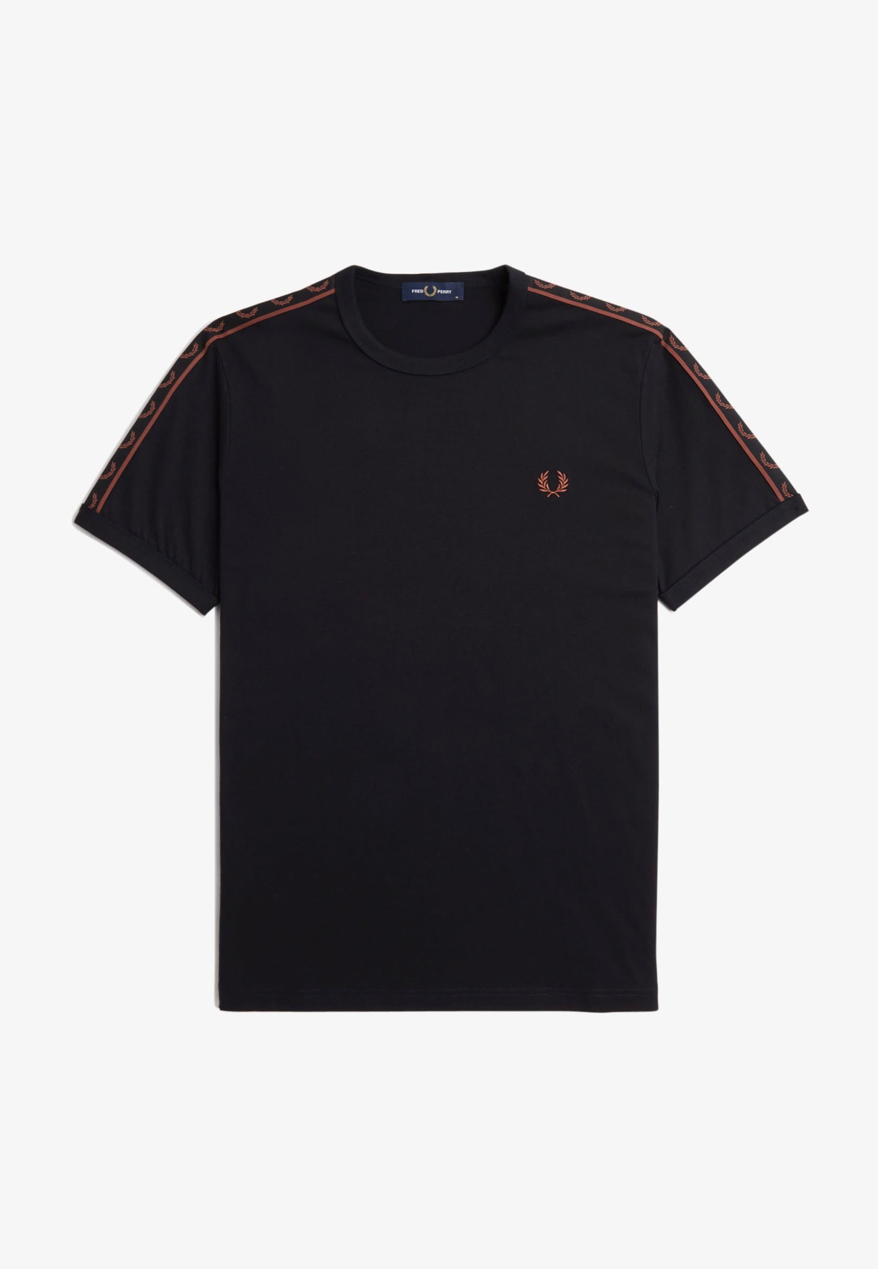 Fred Perry - Contrast Tape Ringer Black/Whisky Brown - T-Shirt Buy Cheap Popular