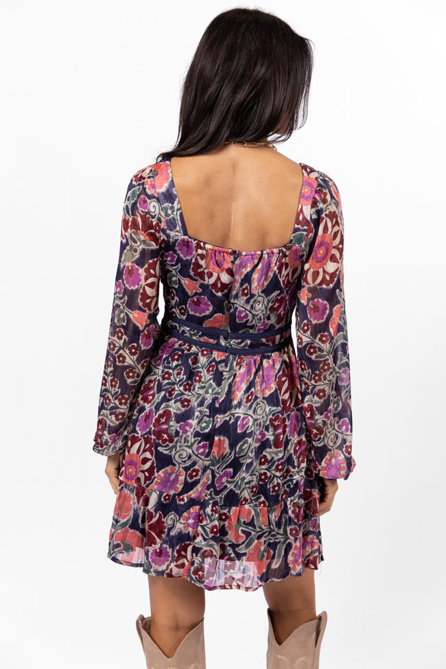 Whirlwind Romance Navy Multi Printed Sweetheart Dress Low Cost Sale Online