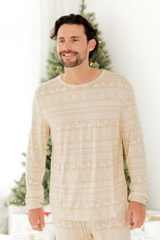 Snowy Days Men Beige and Ivory Fair Isle Pajama Top FINAL SALE Cheapest Cheap Online