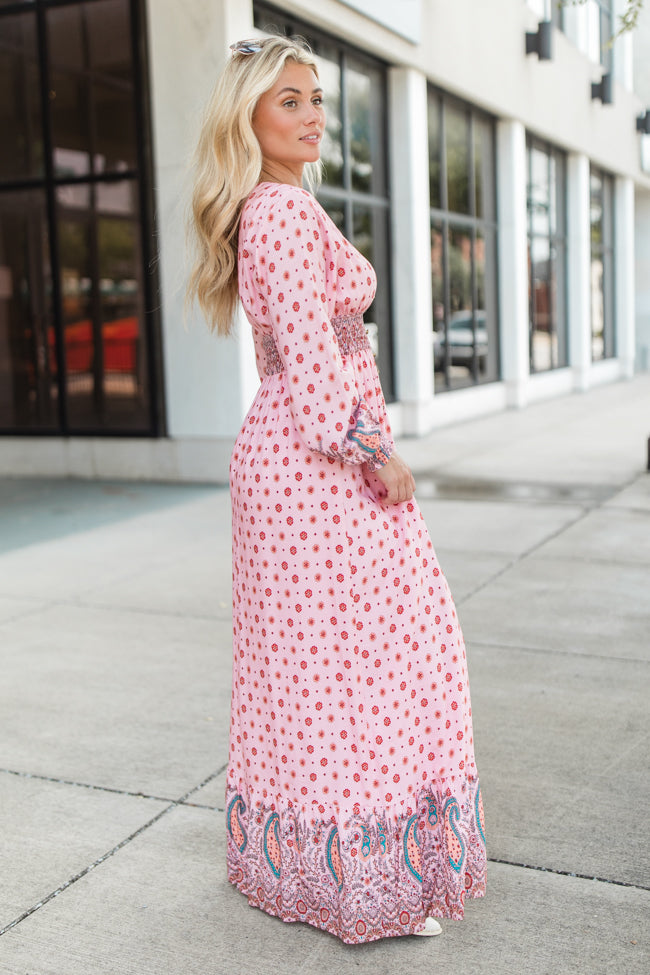 Like You Said Pink Multi Border Print Maxi Dress FINAL SALE Inexpensive