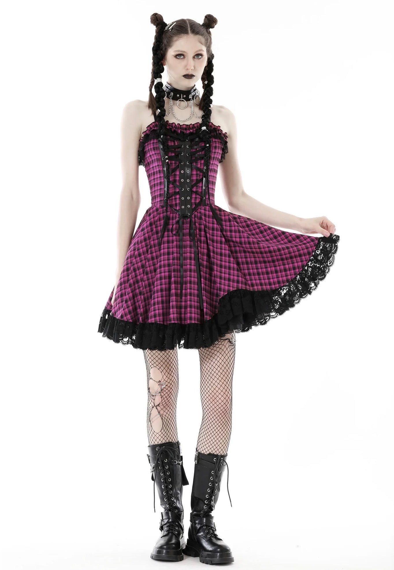 Dark In Love - Rebel Pink Check Sweet Cool Pink - Dress Cheap Sale Footaction