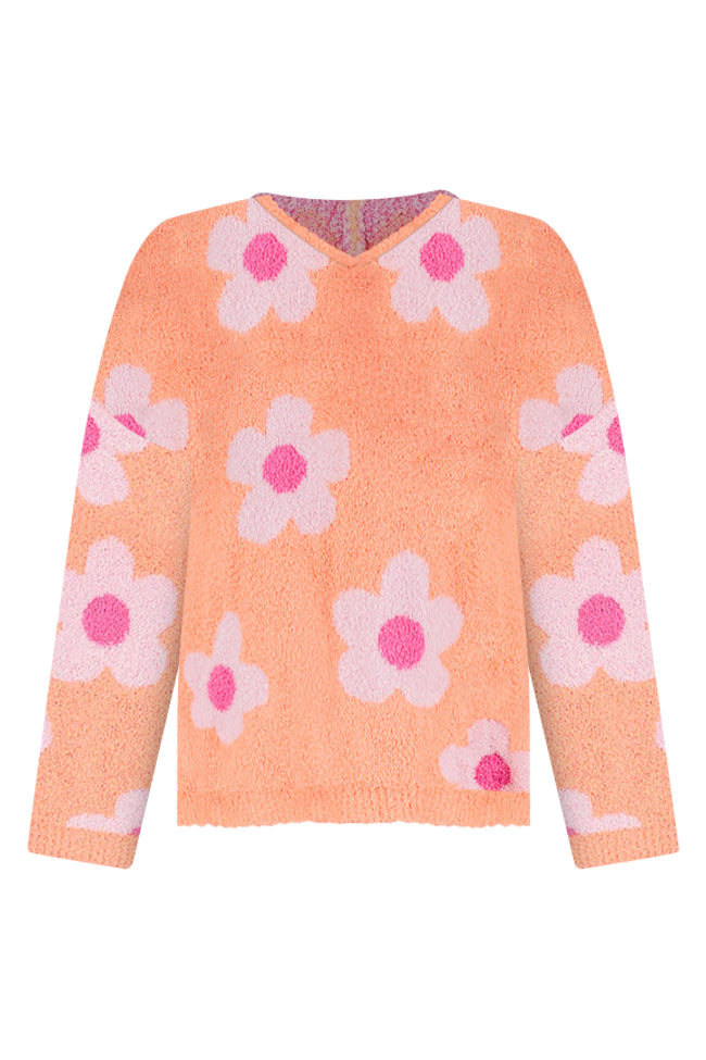 Movies and Chill Fuzzy Orange and Pink Flower Hoodie FINAL SALE Visa Payment For Sale