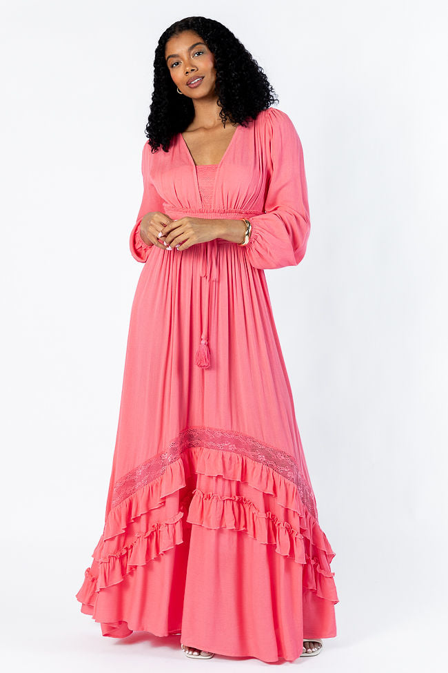 Lucky To Have You Coral Maxi Dress Marketable Cheap Pice