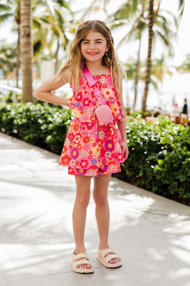 Kid's Tossing Petals Multi Retro Floral Romper