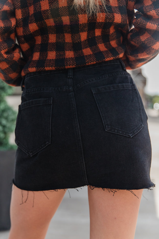 Point The Way Black Raw Hem Denim Skirt FINAL SALE Free Shipping Pices