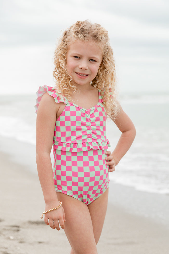 Kid's Beach Vibes Only In Watermelon Crawl One Piece Swimsuit FINAL SALE