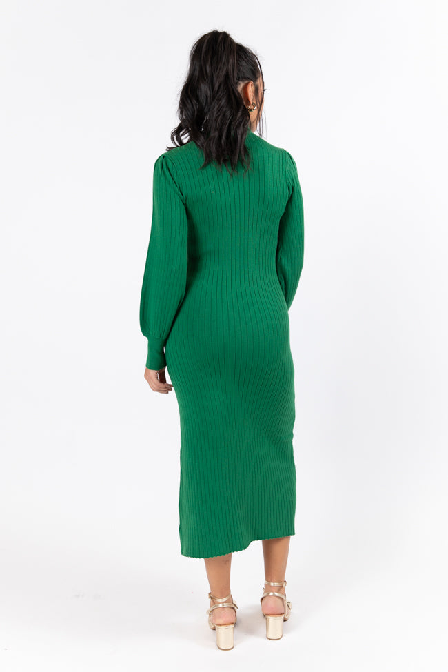 Through The Years Green Turtleneck Midi Dress FINAL SALE Outlet Discount Authentic