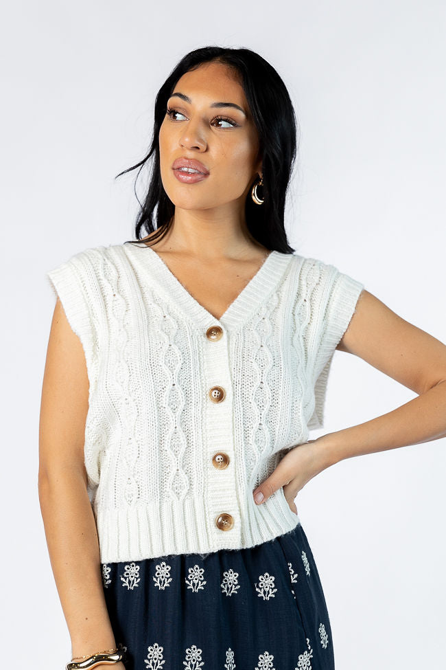 Weather It Together Ivory Cable Knit Sweater Vest Shop For Online