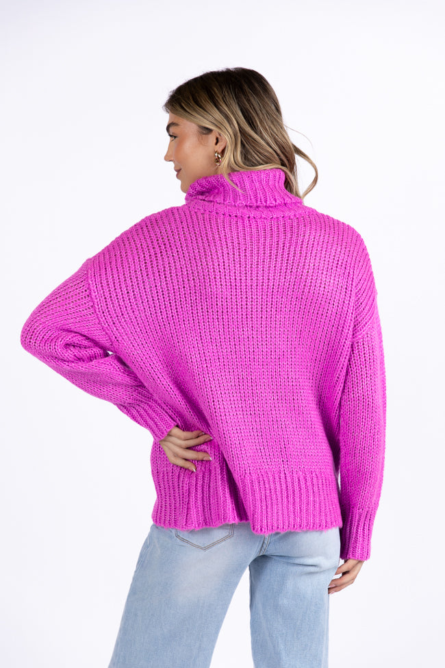 What I Need Magenta Oversized Turtleneck Sweater Cheap Sale Store