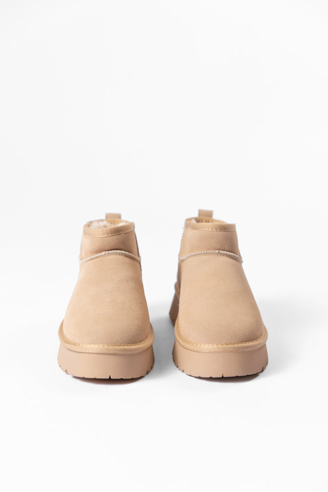 Georgia Light Beige Platform Mini Boots SALE Very Cheap Pice