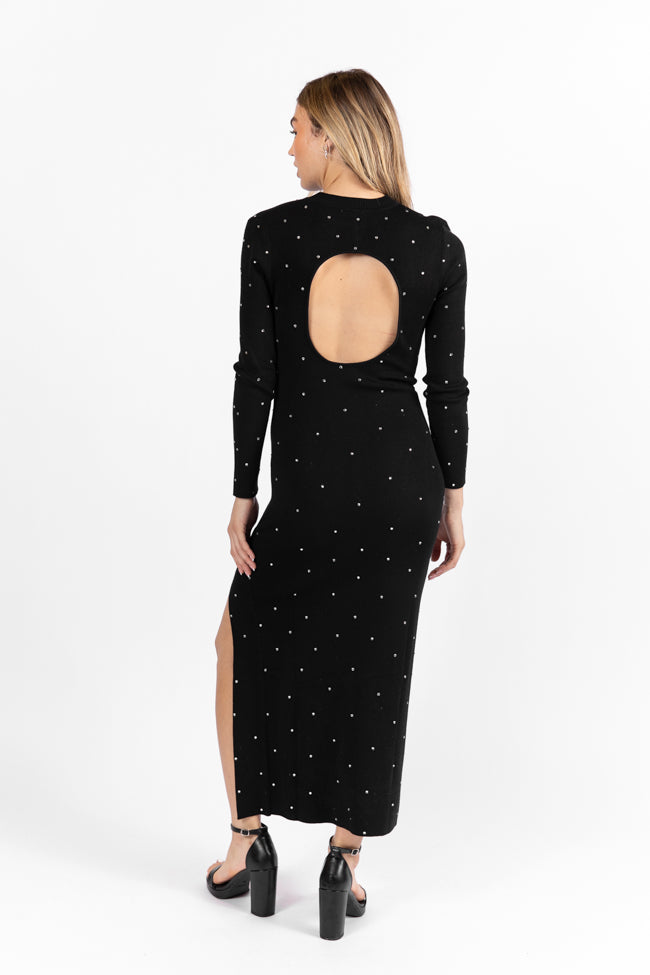 The Art Of Happiness Black Embellished Detail Knit Maxi Dress SALE Outlet Marketable