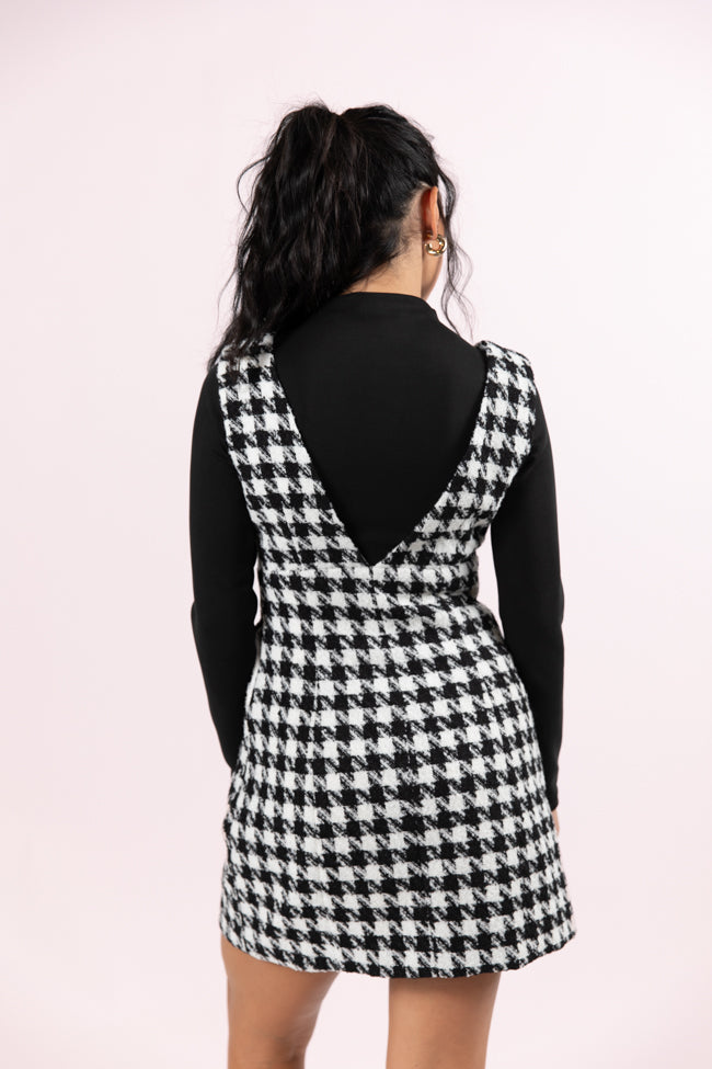 Makes Me Smile Black and White Houndstooth Jumper Cheap For Nice