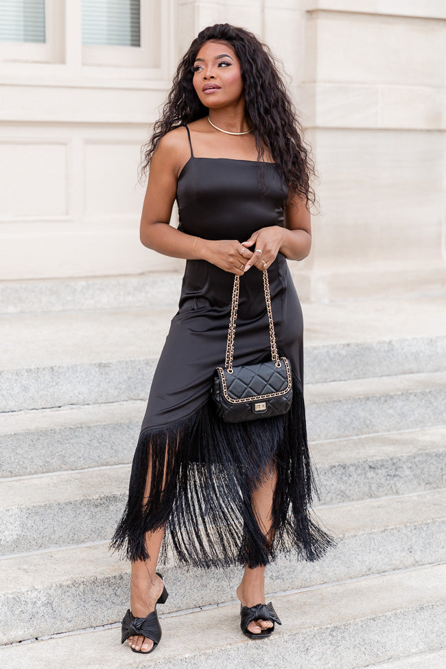 Save Myself Black Tank Fringe Trim Midi Dress FINAL SALE Wide Range Of Cheap Online