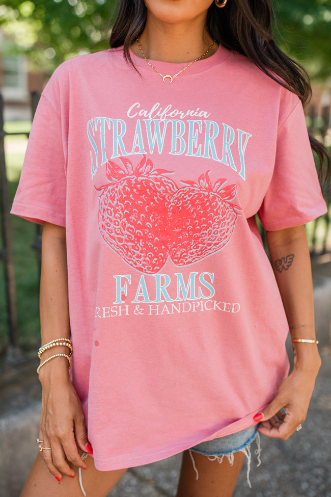 California Strawberry Farms Brick Oversized Graphic Tee Clearance Clearance