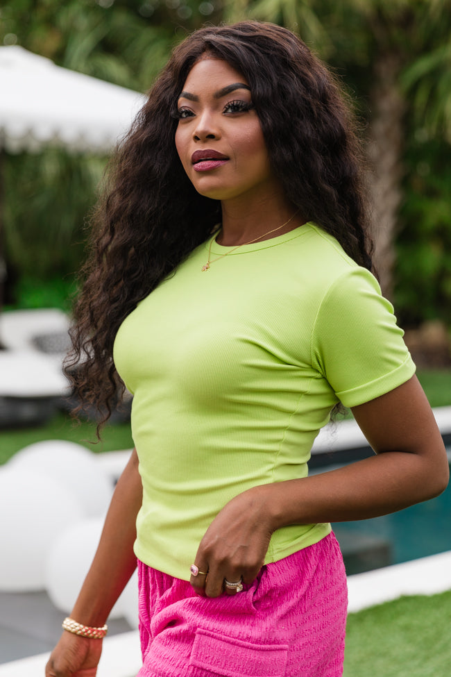 Everyday Essential Lime Ribbed Crew Neck Tee FINAL SALE Amazon Cheap Online