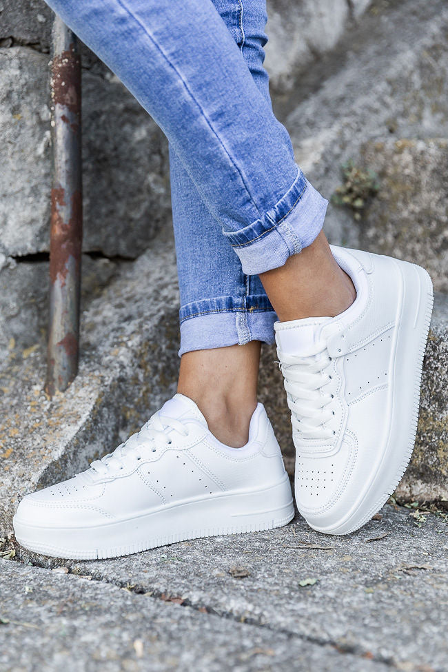 Kandace White Leather Sneakers FINAL SALE Clearance How Much