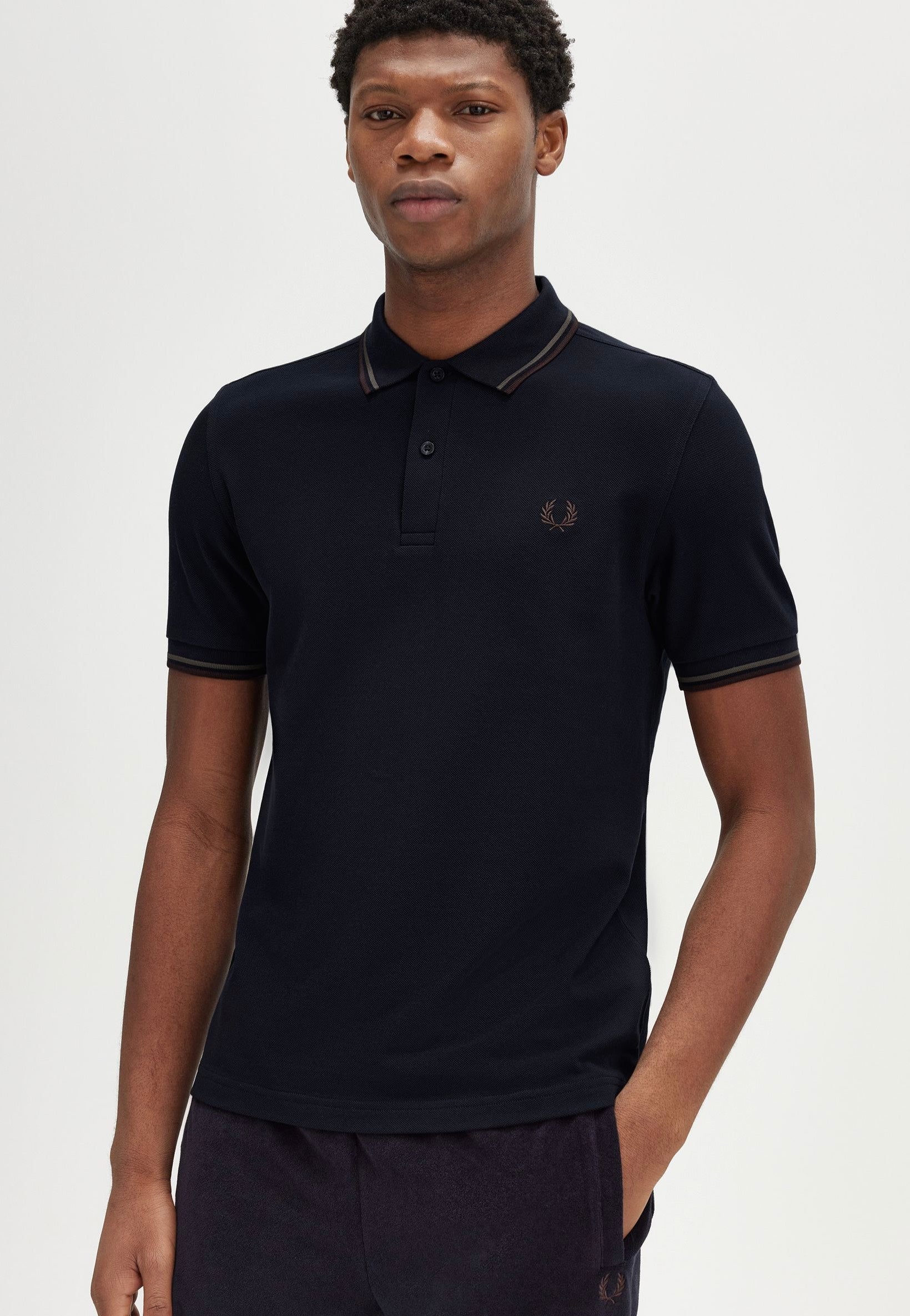 Fred Perry - Twin Tipped Navy/Laurel Wreath Green/Carrington Road Brick - Polo Get To Buy For Sale