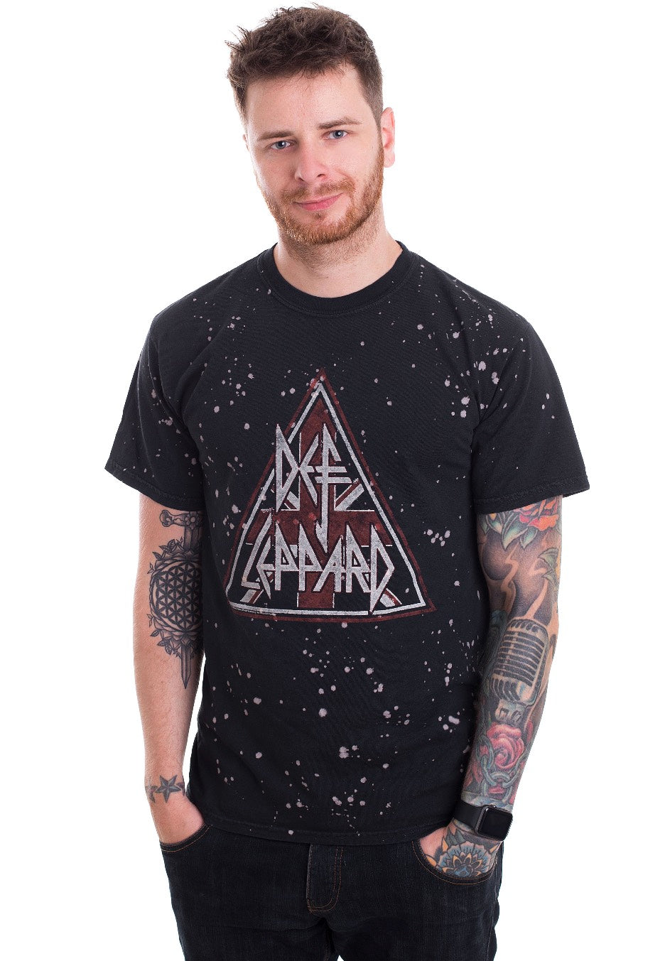 Def Leppard - Pyramid Logo Spot Bleached - T-Shirt Cheap Purchase