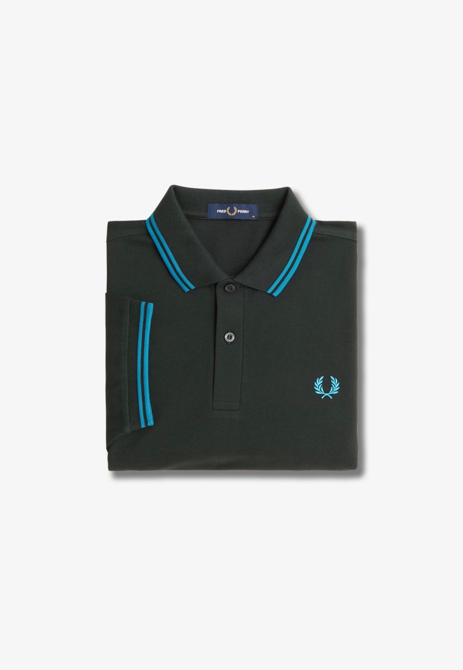 Fred Perry - Twin Tipped Night Green/Runaway Bay Ocean/Runaway Bay Ocean - Polo With Paypal