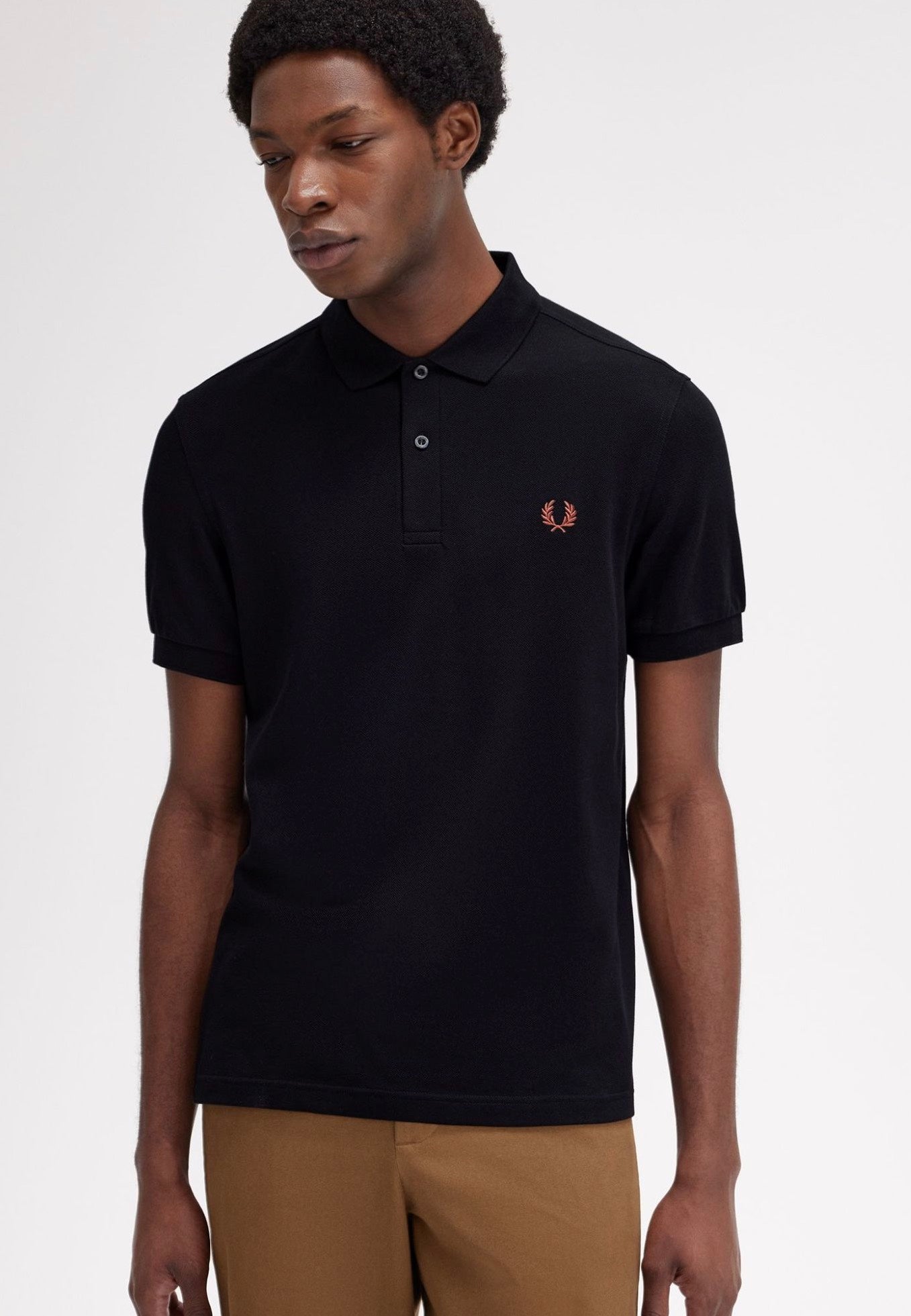 Fred Perry - Plain Black/Whisky Brown - Polo Best Place To Buy