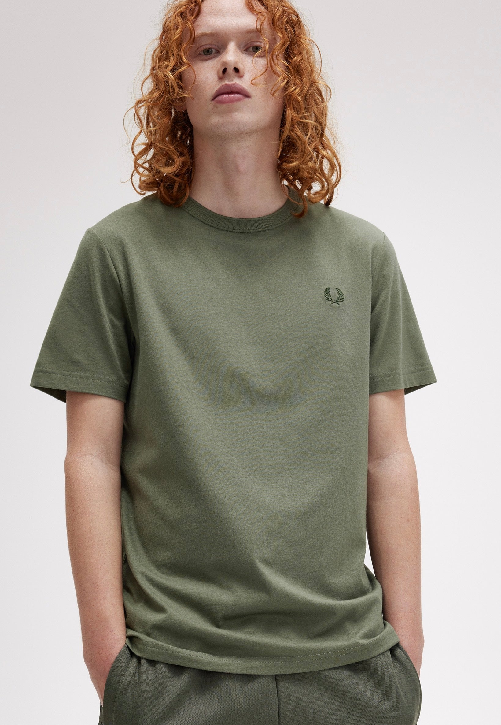 Fred Perry - Crew Neck Laurel Wreath Green/Night Green - T-Shirt Cheap Brand New Unisex