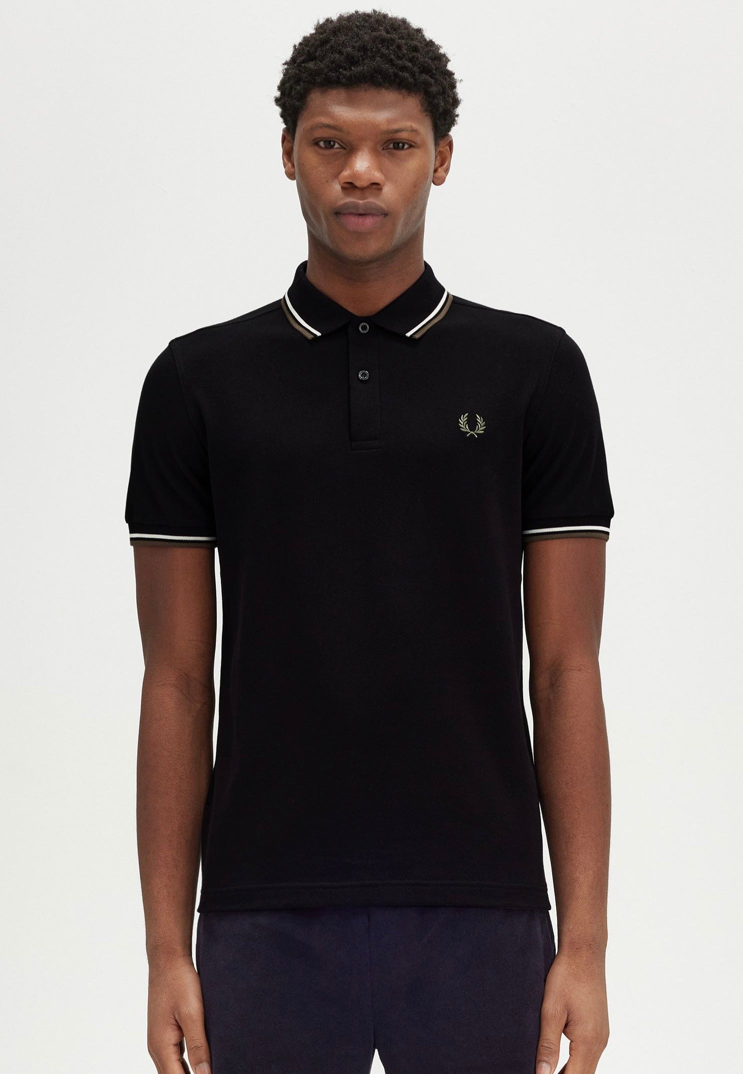 Fred Perry - Twin Tipped Black/Ecru/Laurel Wreath Green - Polo Discount Supply