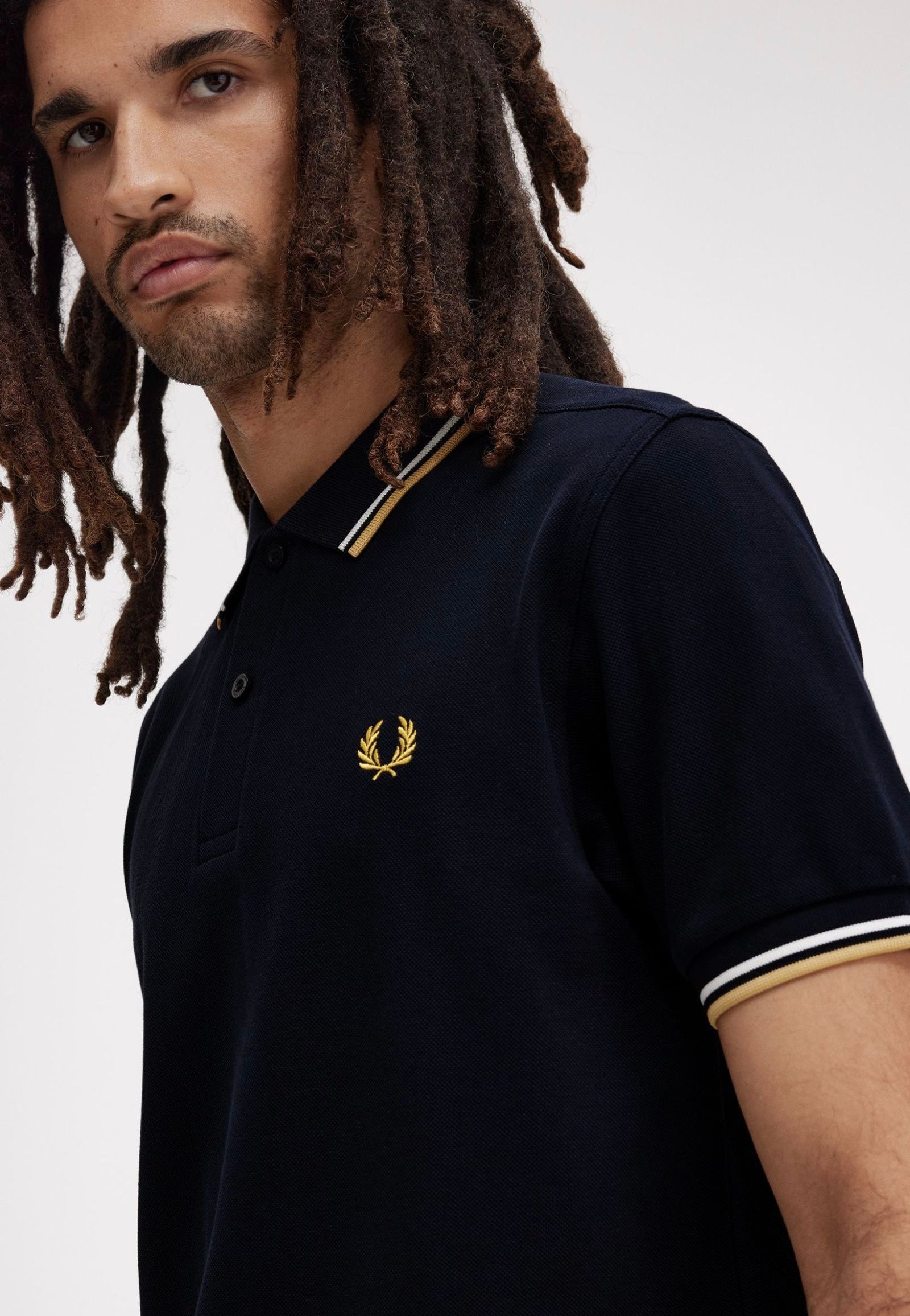 Fred Perry - Twin Tipped Navy/Ecru/Honeycomb - Polo Real Online