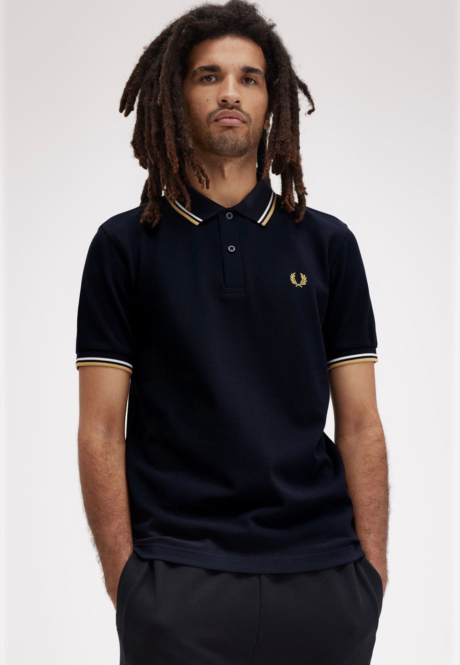 Fred Perry - Twin Tipped Navy/Ecru/Honeycomb - Polo Real Online