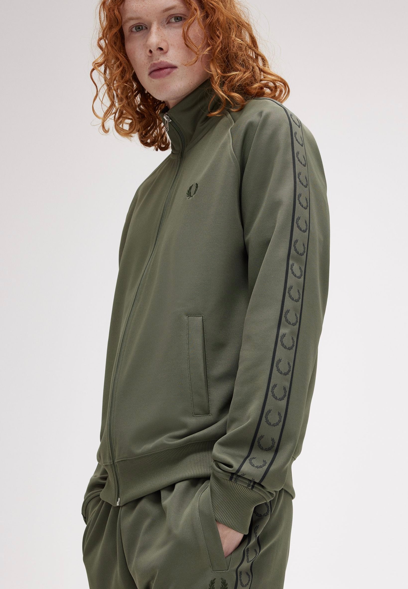 Fred Perry - Contrast Tape Track Laurel Wreath Green/Night Green - Track Jacket Cheap Best Sale