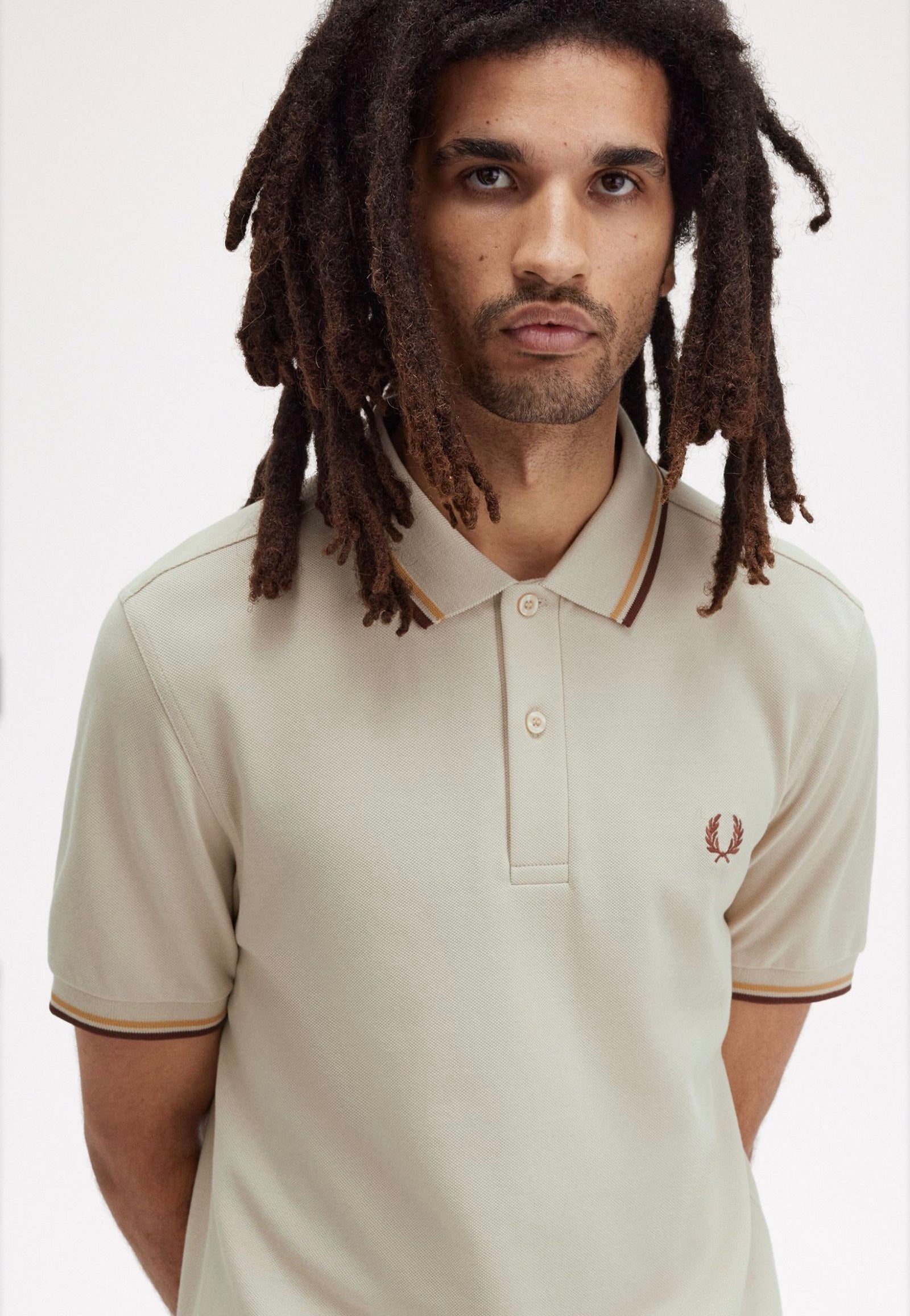 Fred Perry - Twin Tipped Oatmeal/Honeycomb/Whisky Brown - Polo Buy Cheap Footlocker Pictures