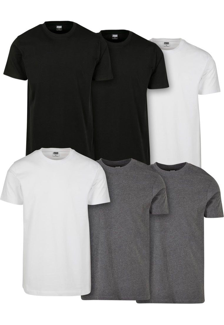 Urban Classics - Basic Pack Of 6 Blk/Blk/Wht/Wht/Chrcl/Chrcl - T-Shirt Largest Supplier Cheap Pice