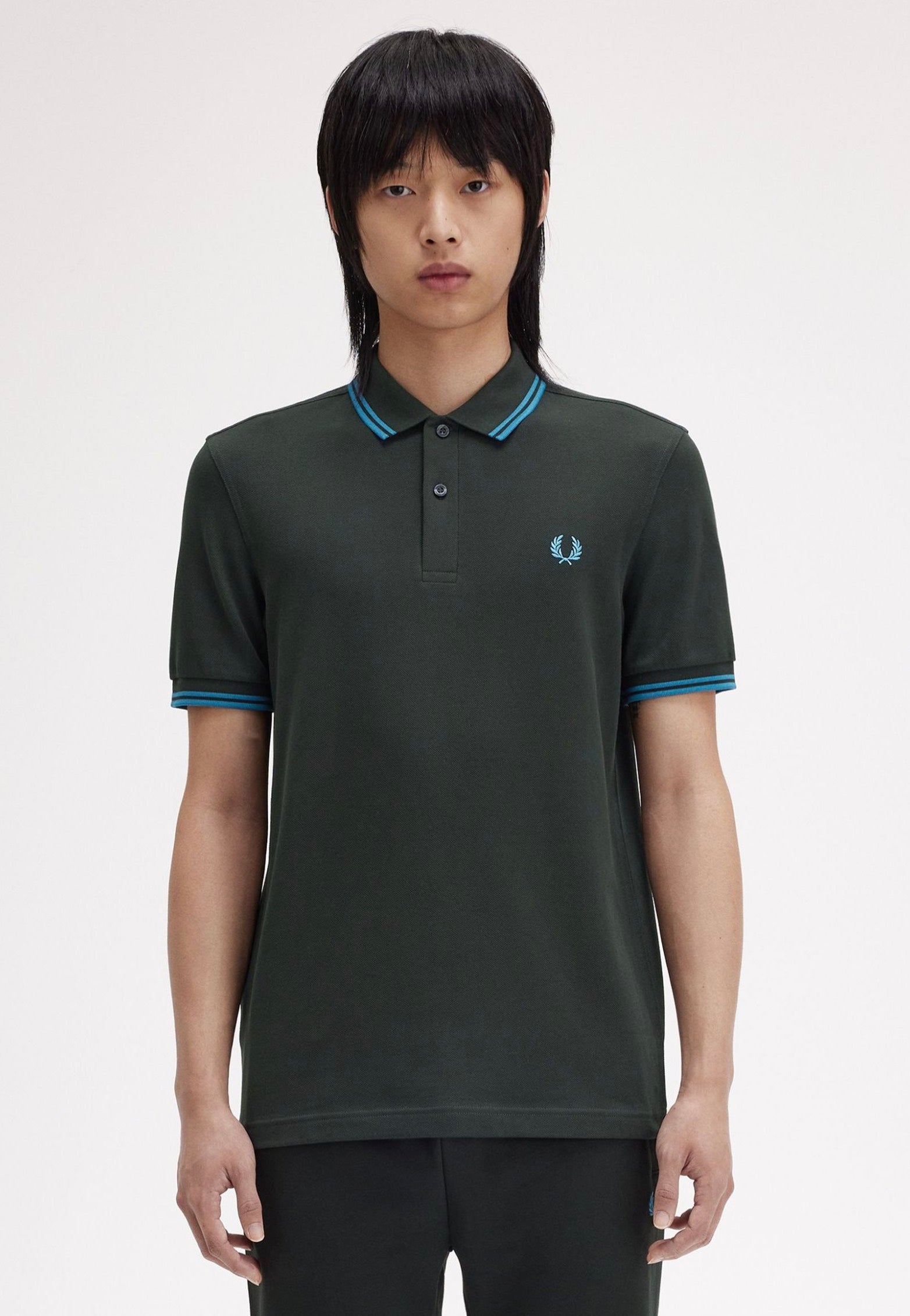 Fred Perry - Twin Tipped Night Green/Runaway Bay Ocean/Runaway Bay Ocean - Polo With Paypal