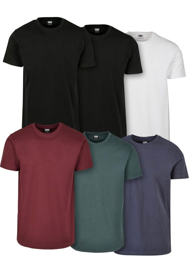 Urban Classics - Basic Pack Of 6 Blk/Blk/Wht/Rdwn/Bttlgrn/Nvy - T-Shirt Cheap Pice Outlet