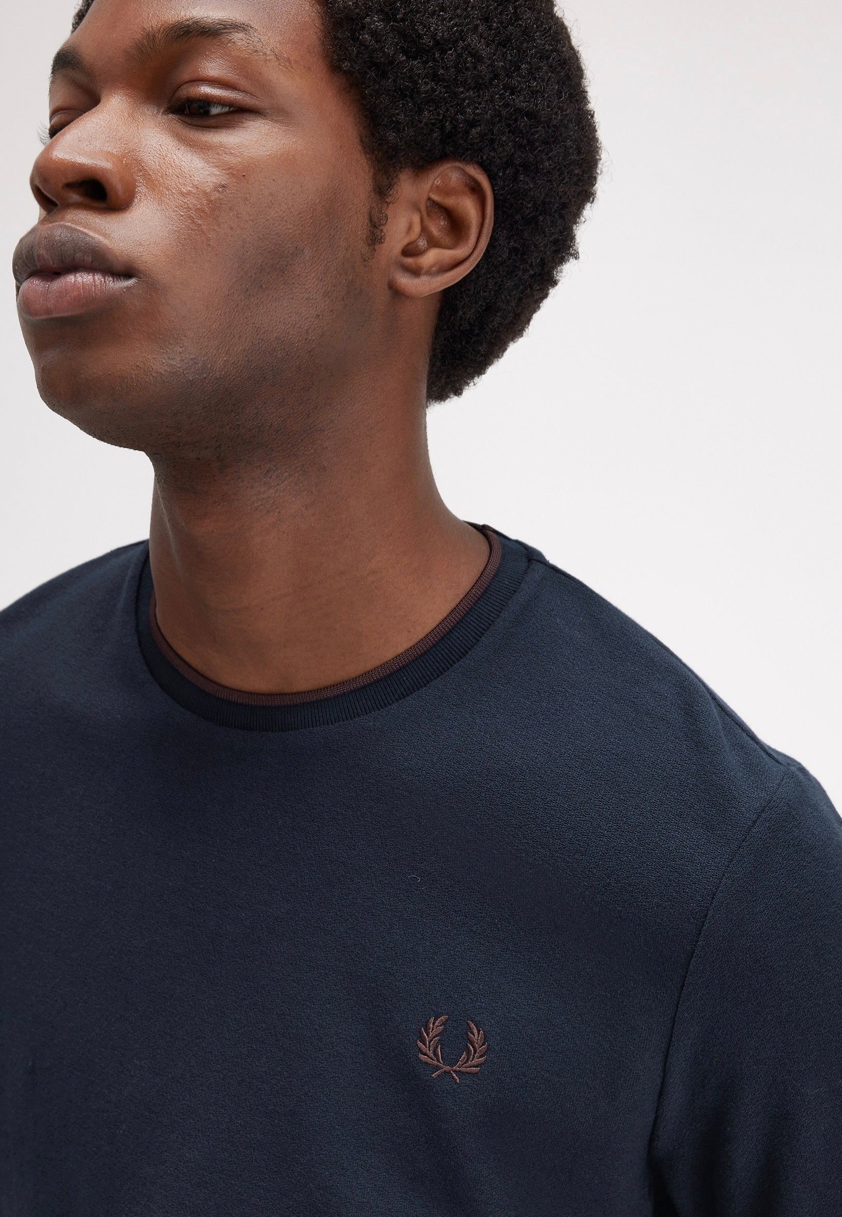 Fred Perry - Crepe Pique Navy - T-Shirt Clearance 100% Guaranteed