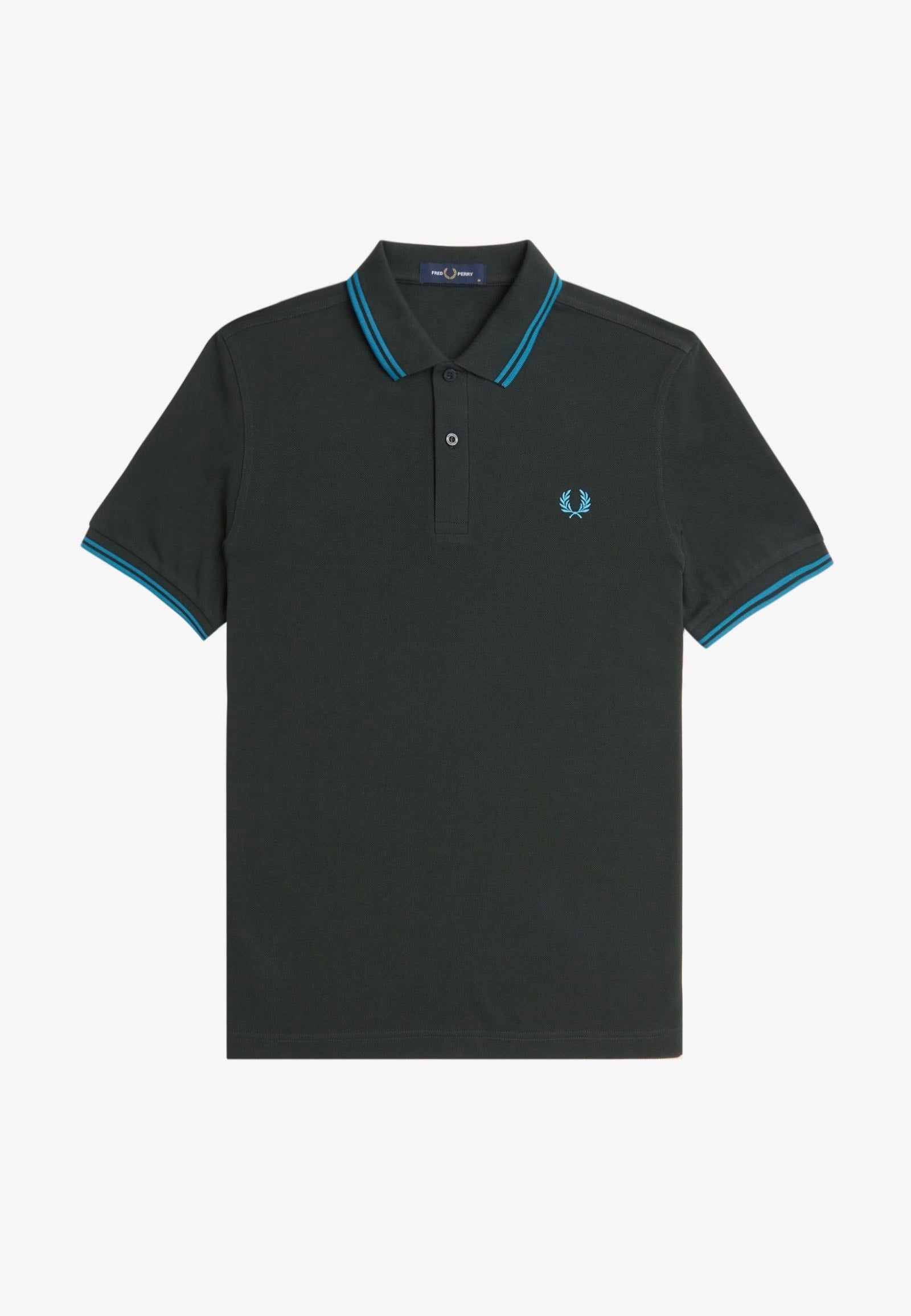 Fred Perry - Twin Tipped Night Green/Runaway Bay Ocean/Runaway Bay Ocean - Polo With Paypal