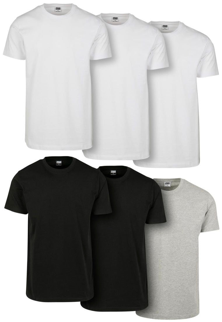 Urban Classics - Basic Pack Of 6 Wht/Wht/Wht/Blk/Blk/Gry - T-Shirt Fashionable Cheap Online