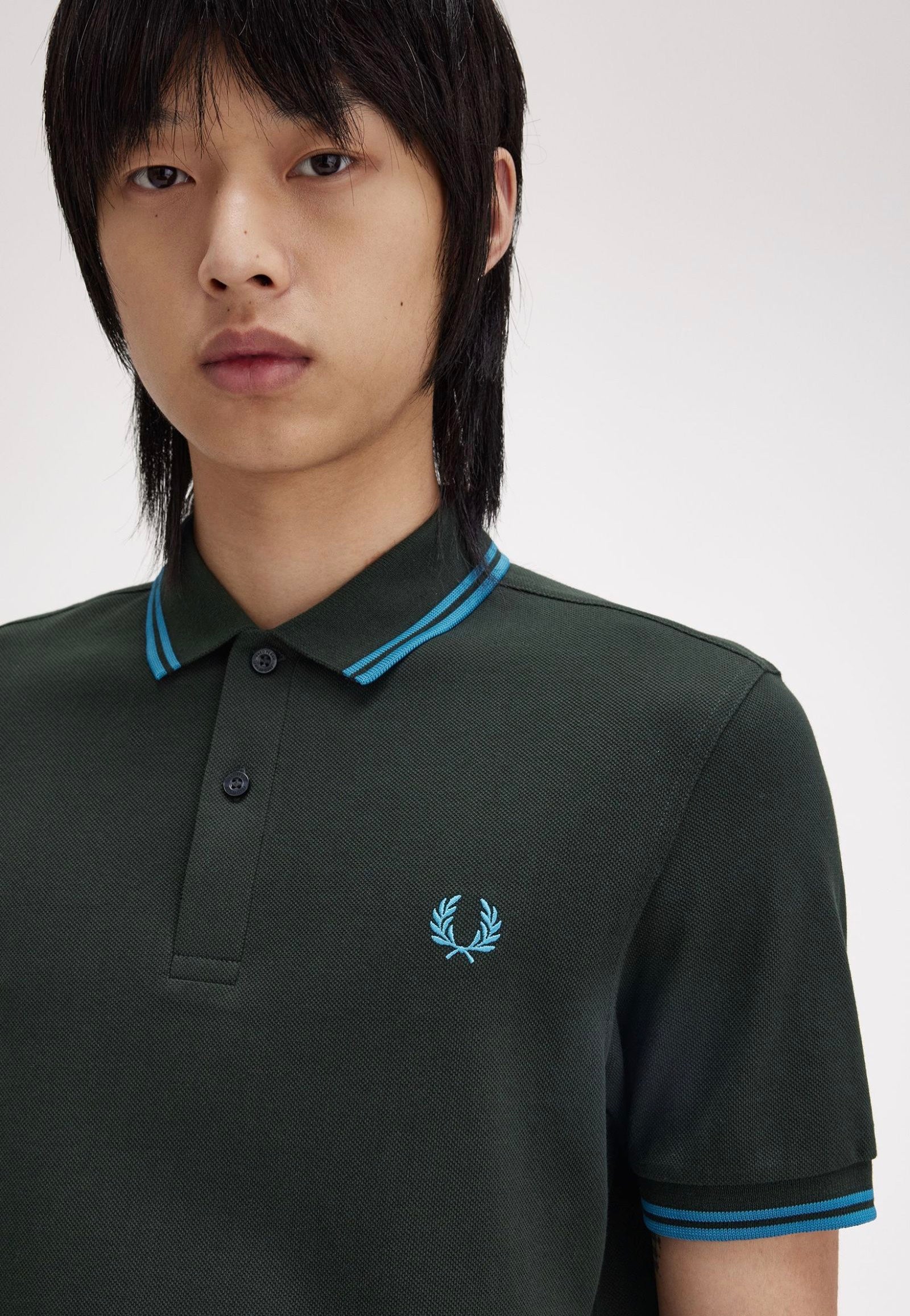 Fred Perry - Twin Tipped Night Green/Runaway Bay Ocean/Runaway Bay Ocean - Polo With Paypal