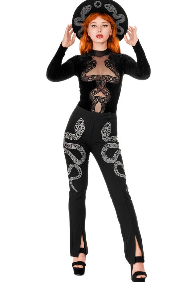 Restyle - Cathedral Snake Embroidered Black - Pants Cheap Real Authentic