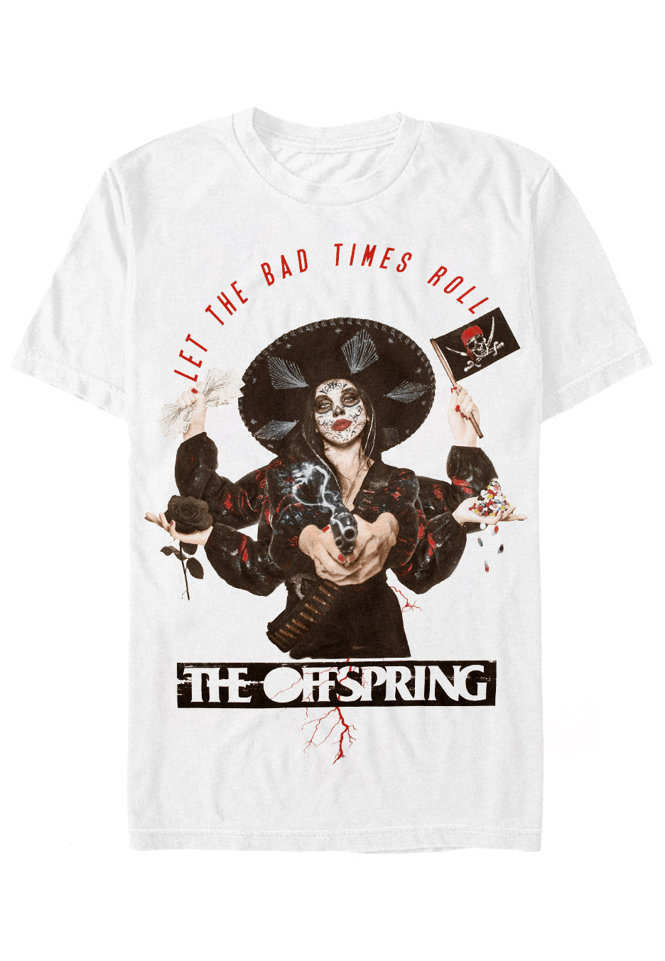 The Offspring - Shooting Gun White - T-Shirt With Credit Card Cheap Online