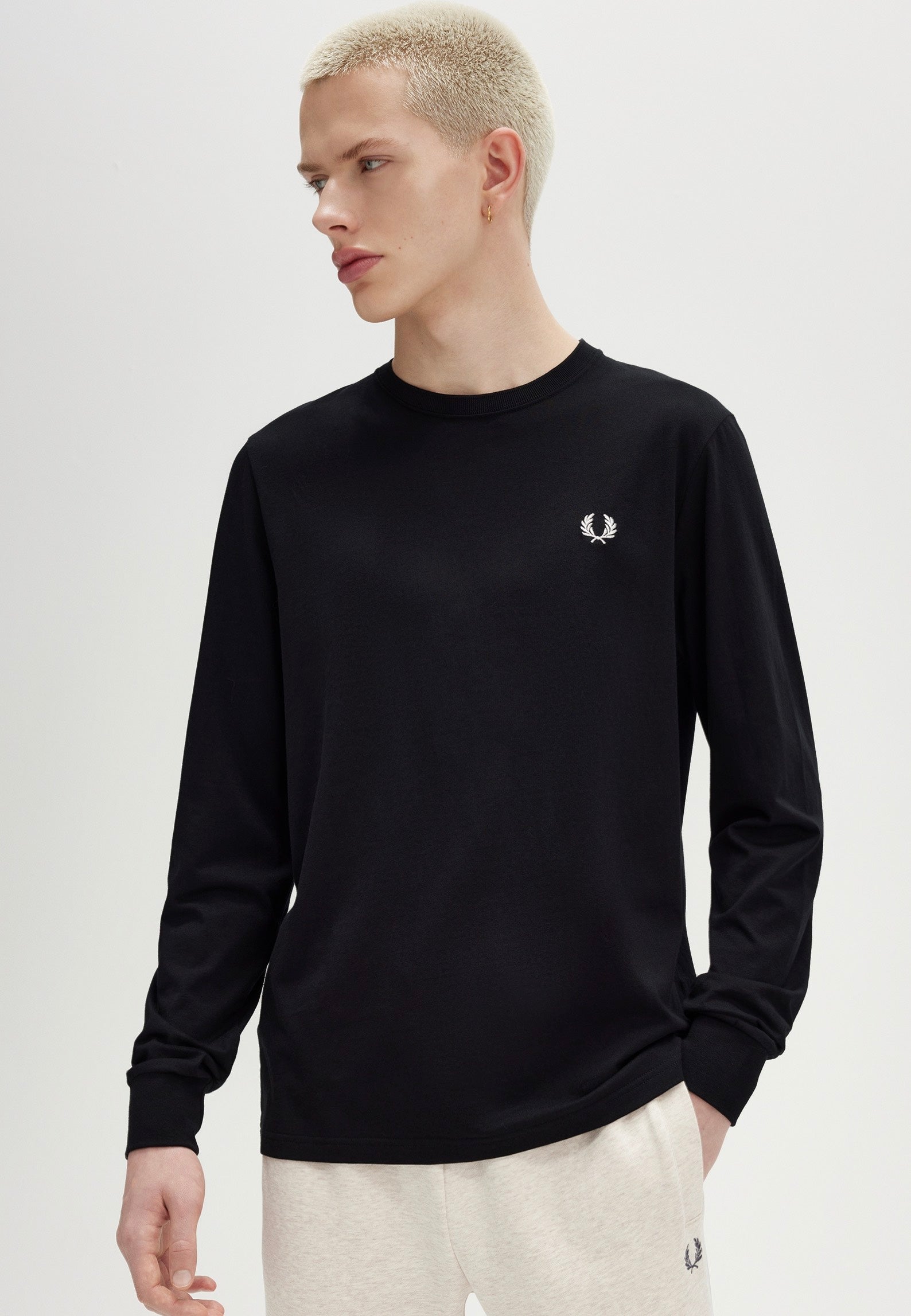 Fred Perry - Crew Neck Black - Longsleeve Clearance Wide Range Of