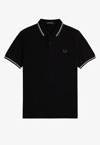 Fred Perry - Twin Tipped Black/Ecru/Laurel Wreath Green - Polo Discount Supply