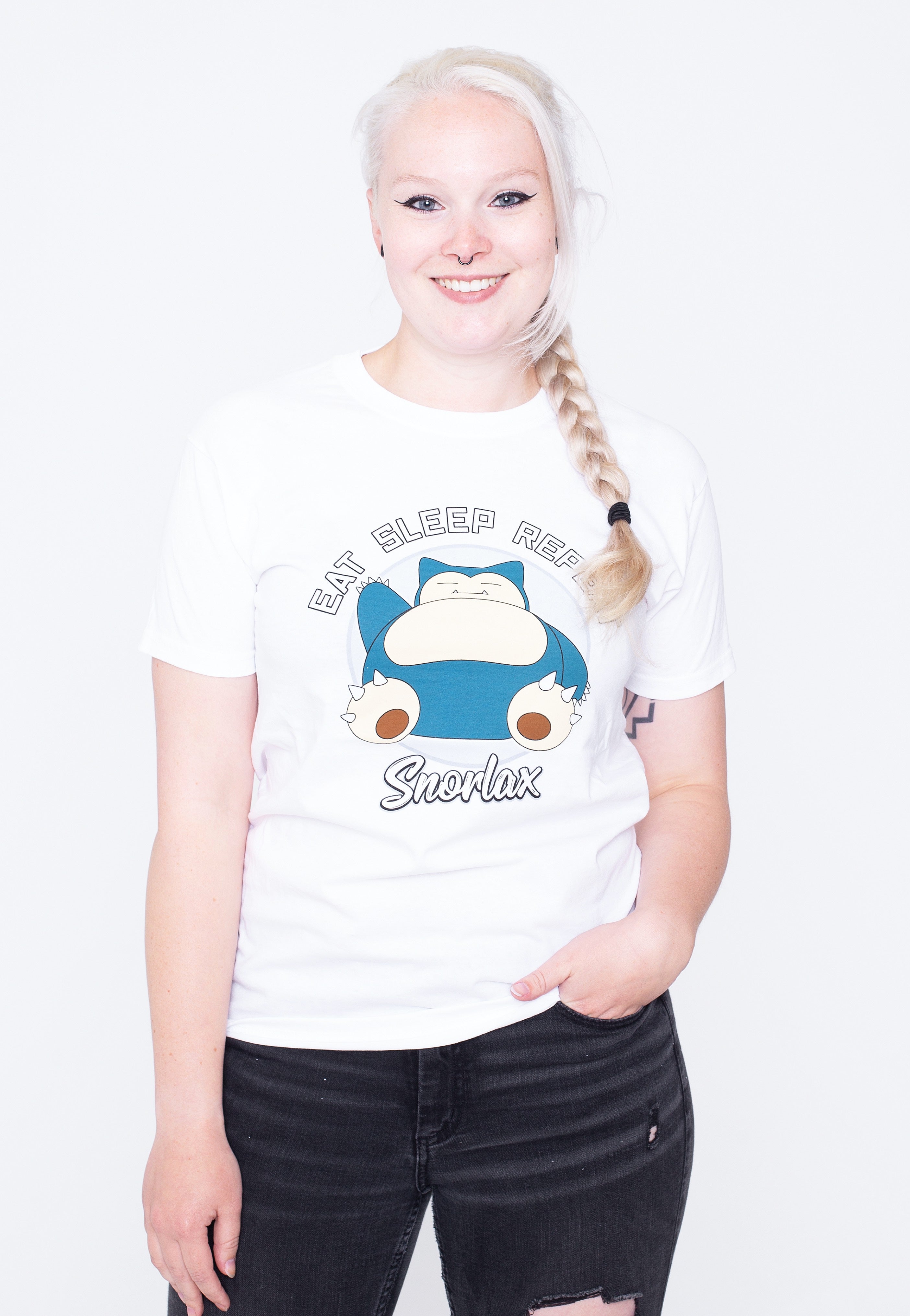 Pokémon - Snorlax Eat Sleep Repeat White - T-Shirt Buy Cheap Pre Order